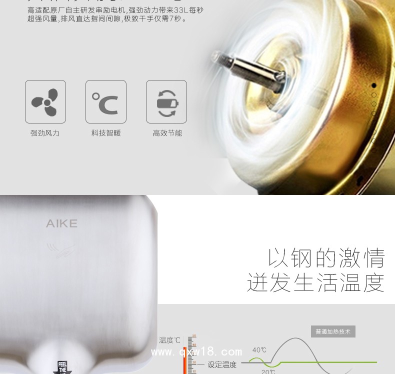 AIKE艾克高速干手器  不銹鋼干手機(jī)AK2800圖片三