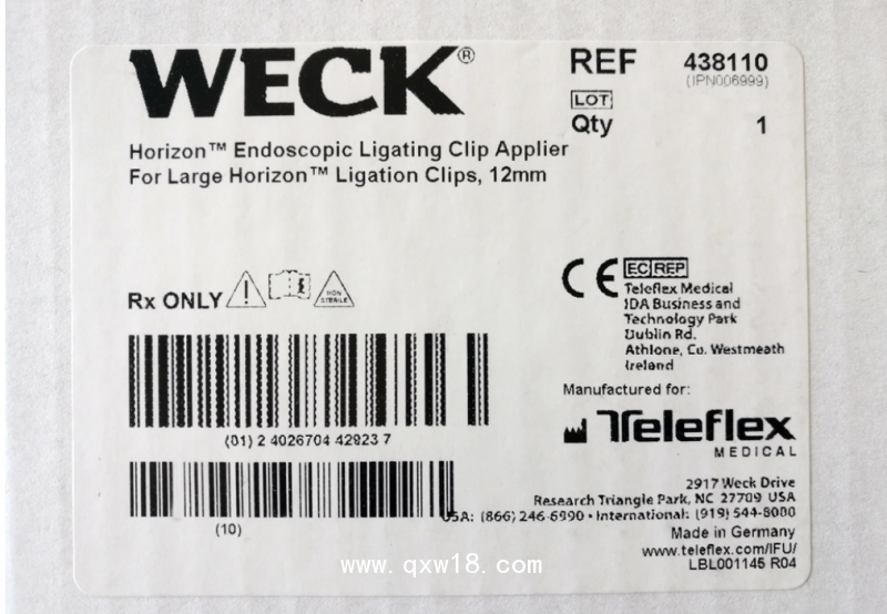 美國泰利福內(nèi)窺鏡用施夾鉗-大號438110