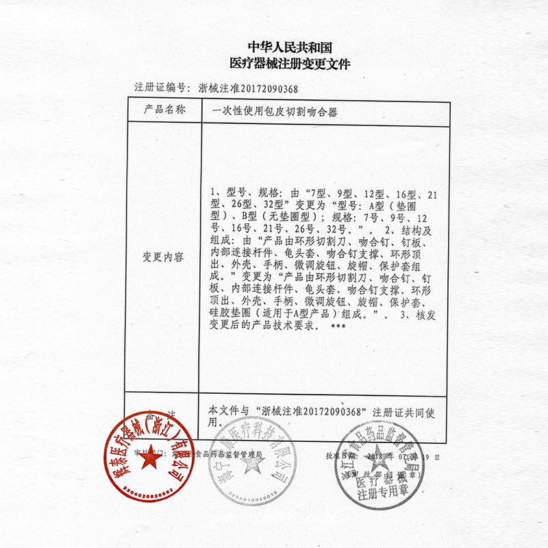 “輝泰”牌 一次性使用包皮切割吻合器  全國(guó)招商