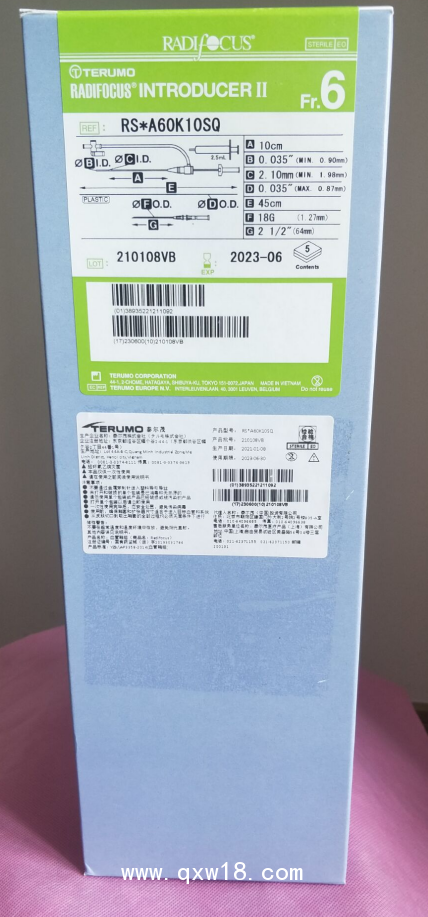介入耗材 泰爾茂 血管鞘組6F動(dòng)脈鞘RS*A60K10SQ