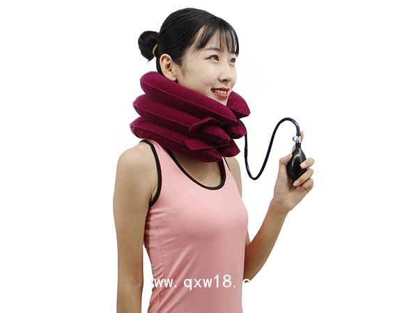 全絨布充氣頸托 頸部拉伸器 廠家供應(yīng) 充氣式頸椎牽引器