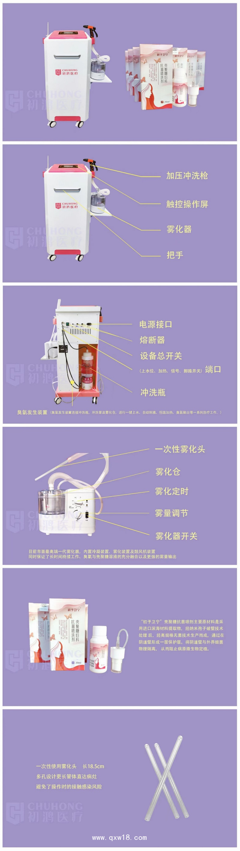 初鴻醫(yī)用臭氧婦科治療儀 婦科臭氧沖洗治療儀 婦科沖洗霧化