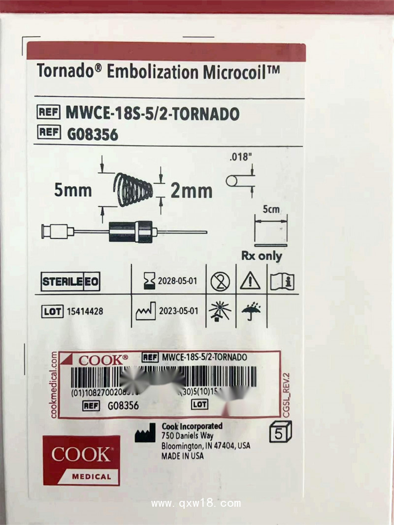庫克 栓塞彈簧圈（Tornado） MWCE-18S-5/2-TORNADO